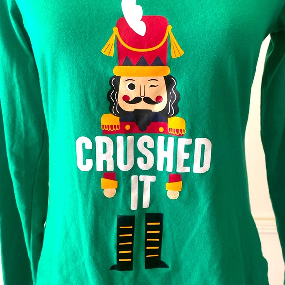 MACY’s FAMILY PJs “Crushed It” NUTCRACKER GREEN SLEEP TOP SIZE SMALL 🌟EUC🌟 - Picture 3 of 11